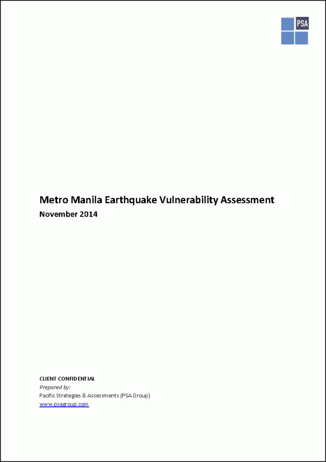 PSA - Metro Manila Earthquake Vulnerability Assessment November 2014_Page_01 copy